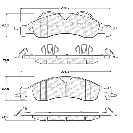Centric Parts Posi-Quiet Semi Met Pads, 104.12780, Front 104.12780